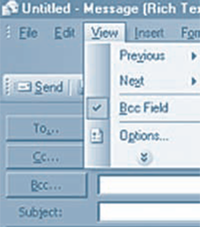 Screenshot showing how to get the Bcc field